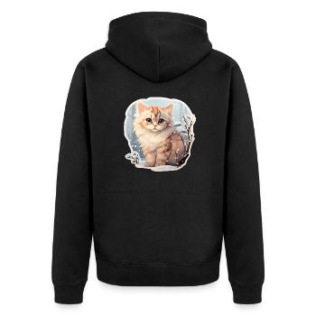 Kätzchen im Schnee - Unisex Premium Bio Zip Hoodie - Schwarz - Hinten - Nico (187cm)