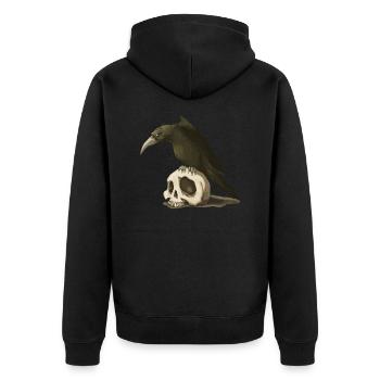 Crow and Skull - Unisex Premium Bio Zip Hoodie - Schwarz - Hinten - Nico (187cm)