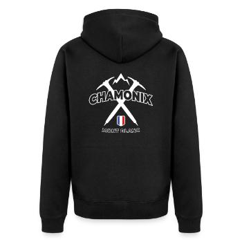 Chamonix Mont Blanc | Mountaineering | Climbing - Unisex Premium Organic Zip Hoodie - black - Back - Nico (187cm)