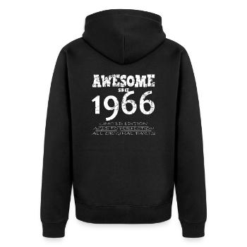 1966 - 58e anniversaire légendaire - Veste à capuche bio Premium Unisexe - noir - Dos - Nico (187cm)