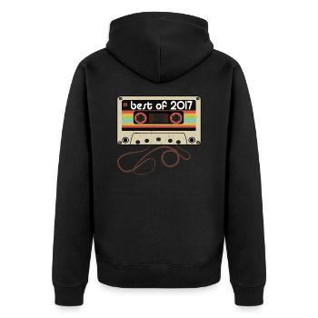 Legendärer Jahrgang 2017 - Unisex Premium Bio Zip Hoodie - Schwarz - Hinten - Nico (187cm)