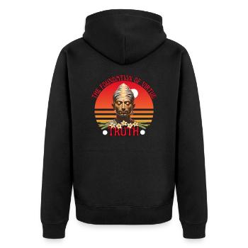 The Foundation Of Virtue Is The Truth - Unisex Premium Organic Zip Hoodie - black - Back - Nico (187cm)
