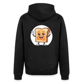 Glücklicher Toast - Unisex Premium Bio Zip Hoodie - Schwarz - Hinten - Nico (187cm)