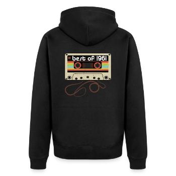 Legendary vintage 1961 - Unisex Premium Organic Zip Hoodie - black - Back - Nico (187cm)