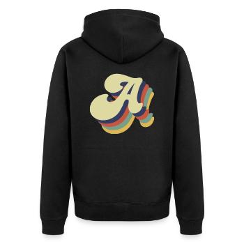 Retro-Brief - Unisex Premium Bio Zip Hoodie - Schwarz - Hinten - Nico (187cm)