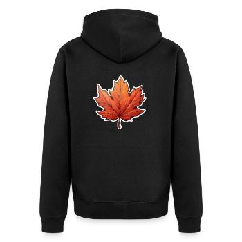 Maple leaf - Unisex Premium Organic Zip Hoodie - black - Back - Nico (187cm)