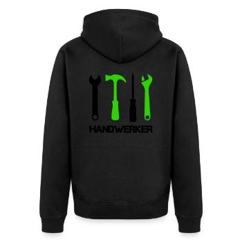 werkzeug symbole - Unisex Premium Bio Zip Hoodie - Schwarz - Hinten - Nico (187cm)