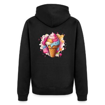 Leckeres buntes Softeis - Unisex Premium Bio Zip Hoodie - Schwarz - Hinten - Nico (187cm)
