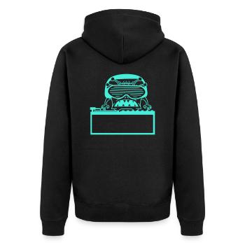 DJ Party Monster Horror Halloween Alien Mischpult - Unisex Premium Bio Zip Hoodie - Schwarz - Hinten - Nico (187cm)