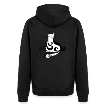Cat - Unisex Premium Organic Zip Hoodie - black - Back - Nico (187cm)