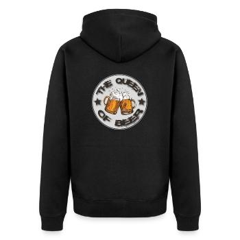 The Queen of Beer T-shirt - Unisex Premium Organic Zip Hoodie - black - Back - Nico (187cm)