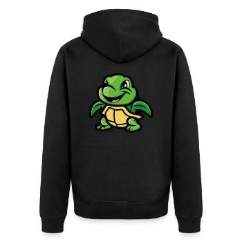 Turtle - Unisex Premium Organic Zip Hoodie - black - Back - Nico (187cm)