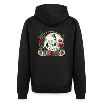 Whippet - Unisex Premium Organic Zip Hoodie - black - Back - Nico (187cm)