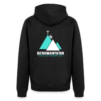 bergwandern ferrata kraxeln alpin bergfex klettern - Unisex Premium Bio Zip Hoodie - Schwarz - Hinten - Nico (187cm)