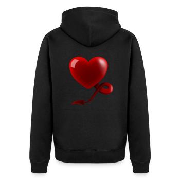 Coeur avec queue du diable - Veste à capuche bio Premium Unisexe - noir - Dos - Nico (187cm)