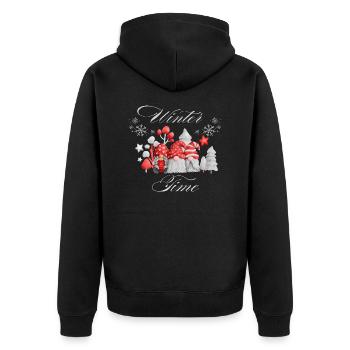 Winter Time - Unisex Premium Bio Zip Hoodie - Schwarz - Hinten - Nico (187cm)