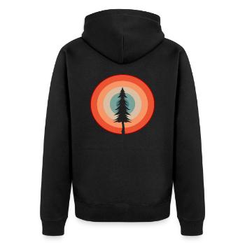 Baum Retro Wald Förster - Unisex Premium Bio Zip Hoodie - Schwarz - Hinten - Nico (187cm)