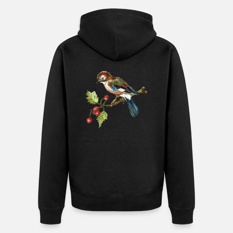 Bunter Vogel - Unisex Premium Bio Zip Hoodie - Schwarz