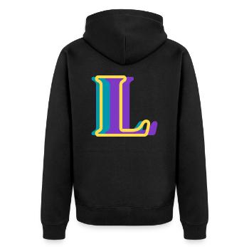 Lettre l multicolore - Veste à capuche bio Premium Unisexe - noir - Dos - Nico (187cm)