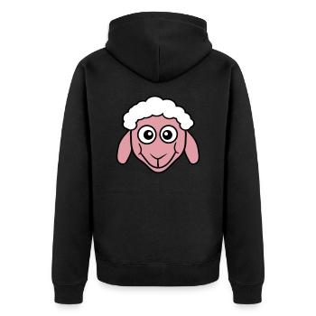 Mouton Visage Tête Mignon Mignon Agneau Cool Bande dessinée - Veste à capuche bio Premium Unisexe - noir - Dos - Nico (187cm)