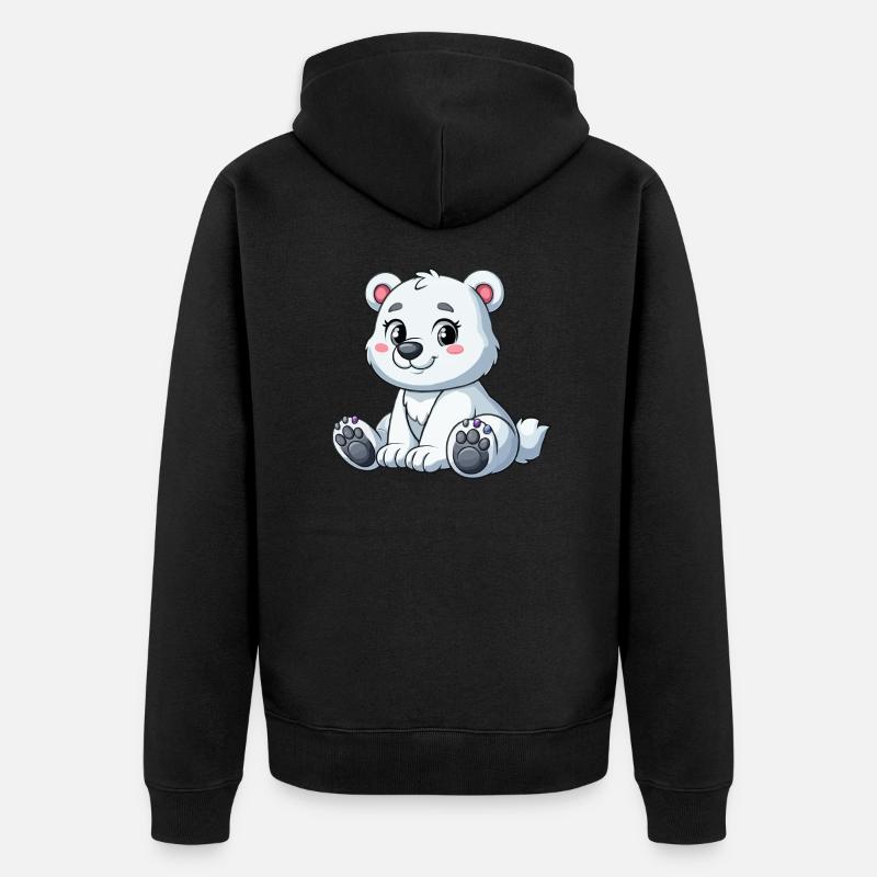 Mädchen Eisbär - Unisex Premium Bio Zip Hoodie - Schwarz