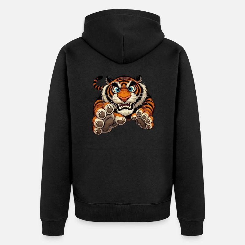 Attaques de tigres - Veste à capuche bio Premium Unisexe - noir