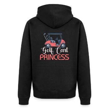 Golf Cart Princess Golfer Woman Girl - Unisex Premium Bio Zip Hoodie - Schwarz - Hinten - Nico (187cm)