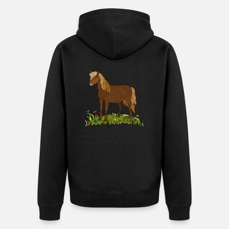 Pferd - Unisex Premium Bio Zip Hoodie - Schwarz