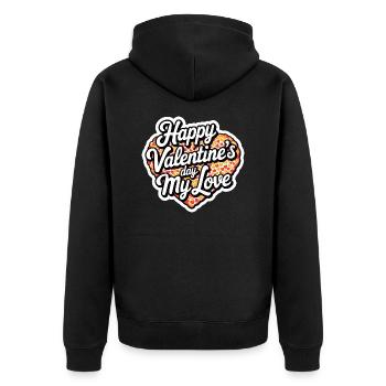 Joyeuse Saint Valentin mon amour cadeau pour elle - Veste à capuche bio Premium Unisexe - noir - Dos - Nico (187cm)