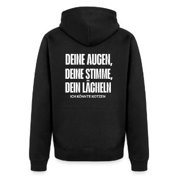 Ich könnte Kotzen - Unisex Premium Bio Zip Hoodie - Schwarz - Hinten - Nico (187cm)