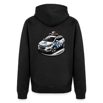 Voiture de police English - Veste à capuche bio Premium Unisexe - noir - Dos - Nico (187cm)