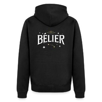 Signe astro bélier - Veste à capuche bio Premium Unisexe - noir - Dos - Nico (187cm)
