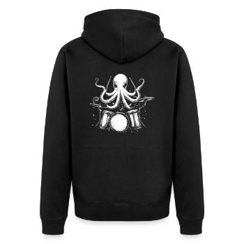 Octopus Kraken Drums Drums Music - Unisex Premium Organic Zip Hoodie - black - Back - Nico (187cm)