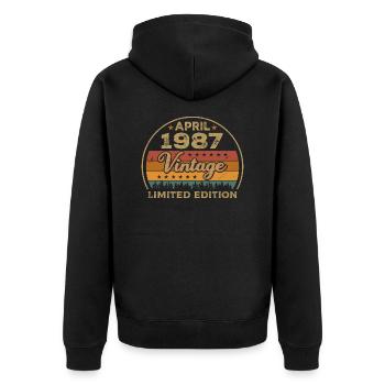 April 1987, birthday April 1987, gift April 1987 - Unisex Premium Organic Zip Hoodie - black - Back - Nico (187cm)