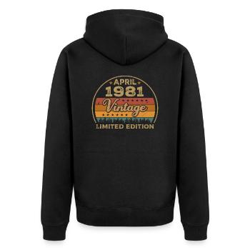 Avril 1981, anniversaire Avril 1981, cadeau Avril 1981 - Veste à capuche bio Premium Unisexe - noir - Dos - Nico (187cm)