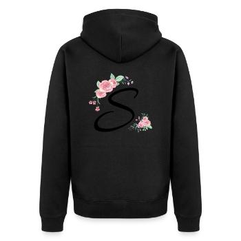 Lettre s fleurs - Veste à capuche bio Premium Unisexe - noir - Dos - Nico (187cm)