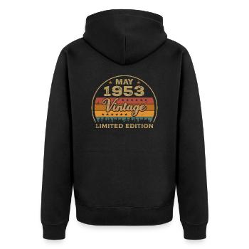 Don de mai Mai 1953 Jubilé Mai 1953 Mai 1953 - Veste à capuche bio Premium Unisexe - noir - Dos - Nico (187cm)