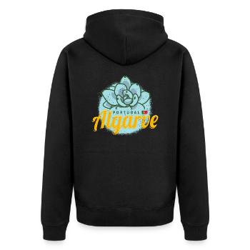 Algarve Portugal Flower Succulent Vintage Souvenir - Unisex Premium Organic Zip Hoodie - black - Back - Nico (187cm)