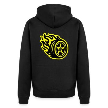 Reifen Flamme Auto - Unisex Premium Bio Zip Hoodie - Schwarz - Hinten - Nico (187cm)