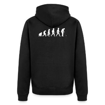 Evolution Golf Golfer Golfspieler Golfplatz - Unisex Premium Bio Zip Hoodie - Schwarz - Hinten - Nico (187cm)