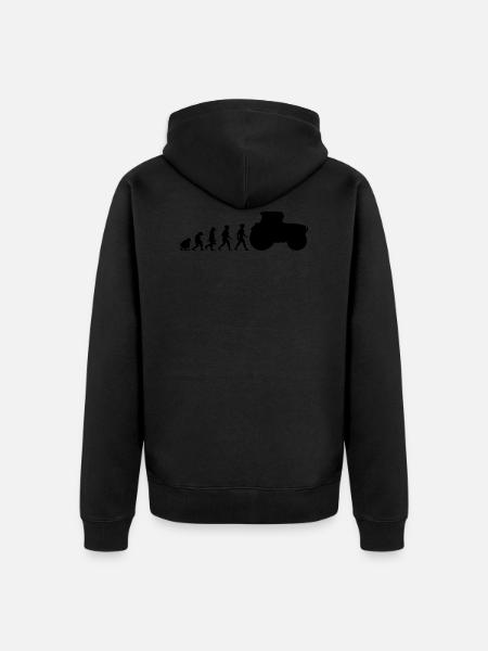 Evolution Traktor Trecker Ackerschlepper - Unisex Premium Bio Zip Hoodie - Schwarz