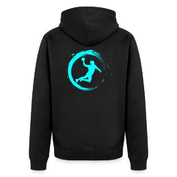 handball player - Unisex Premium Organic Zip Hoodie - black - Back - Nico (187cm)