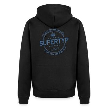 I'm a genius SUPER GUY pretty supposedly 1 - Unisex Premium Organic Zip Hoodie - black - Back - Nico (187cm)