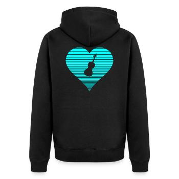 Violine - Unisex Premium Bio Zip Hoodie - Schwarz - Hinten - Nico (187cm)