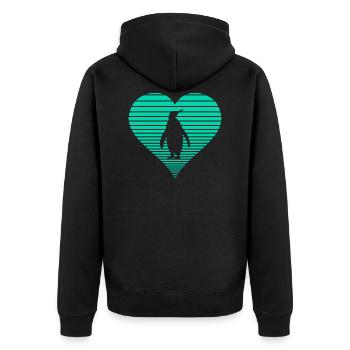 Pinguin - Unisex Premium Bio Zip Hoodie - Schwarz - Hinten - Nico (187cm)