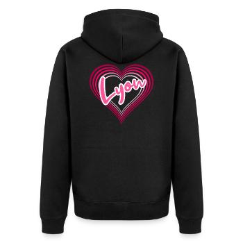 Lyon - Unisex Premium Organic Zip Hoodie - black - Back - Nico (187cm)