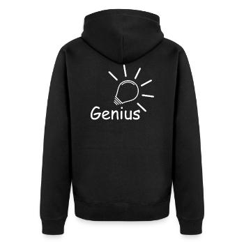Glühbirne GENIUS - Unisex Premium Bio Zip Hoodie - Schwarz - Hinten - Nico (187cm)