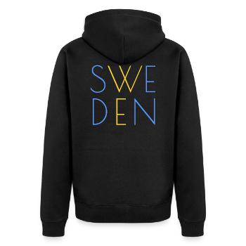 Sweden motif - Unisex Premium Organic Zip Hoodie - black - Back - Nico (187cm)