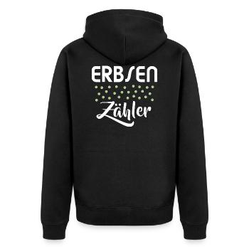 Kleinlich Genau Spießig Spießer Erbsenzähler - Unisex Premium Bio Zip Hoodie - Schwarz - Hinten - Nico (187cm)