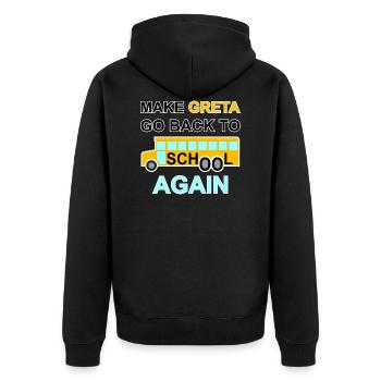 "Anti Greta", fridays for future, Klimaschutz,Co2 - Unisex Premium Bio Zip Hoodie - Schwarz - Hinten - Nico (187cm)